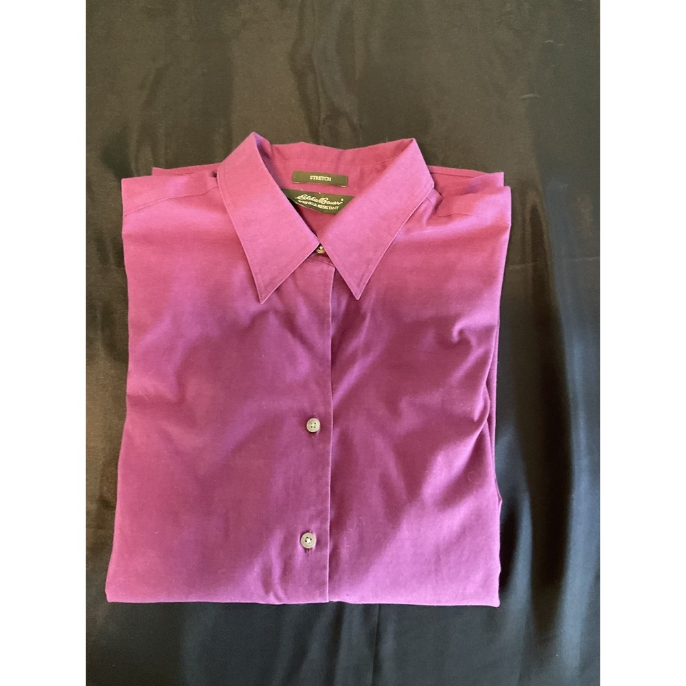 Eddie Bauer Mens 2X Purple Wrinkle Resist Stretch Long Sleeve Button Down Shirt